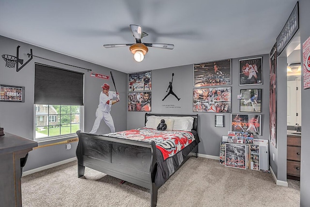 1514 Twinridge Way, Independence, KY 41051 - carpeted bedroom with baseboards, ceiling fan, and a sink