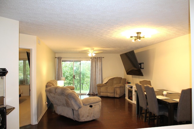515 Telescope Vw Unit 103, Wilder, KY 41076 - living area with wood finished floors, a textured ceiling, and ceiling fan
