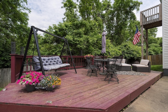 3350 Redbud Ct, Erlanger, KY 41018 - wooden terrace with outdoor dining space and an outdoor living space