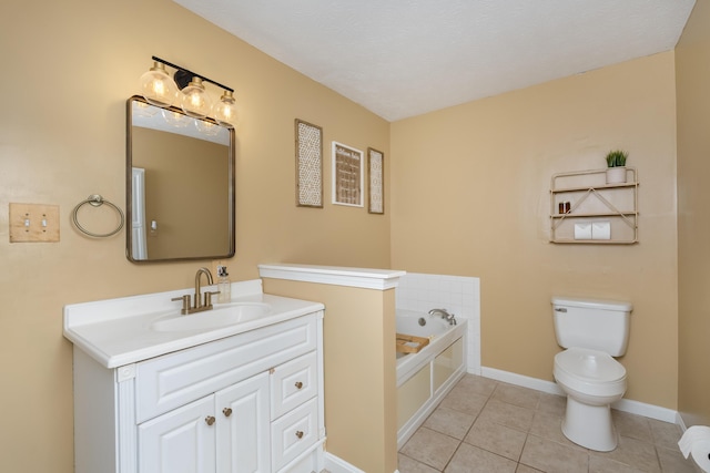 3350 Redbud Ct, Erlanger, KY 41018 - bathroom featuring tile patterned floors, vanity, a bath, toilet, and baseboards