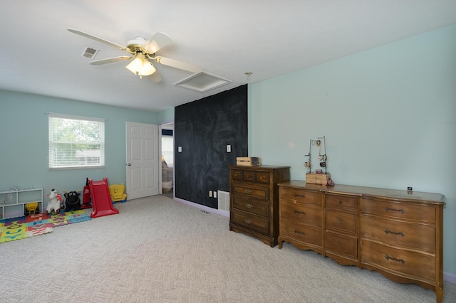 3350 Redbud Ct, Erlanger, KY 41018 - bedroom with attic access, light carpet, and ceiling fan