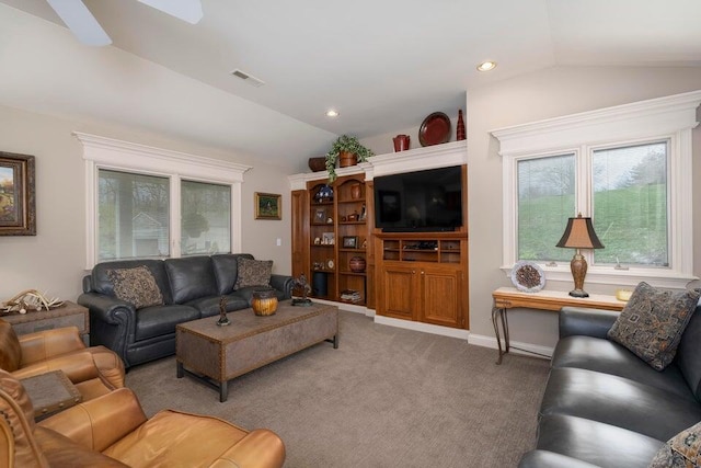 871 Bristow Rd, Independence, KY 41051 - living room with vaulted ceiling, carpet floors, and recessed lighting