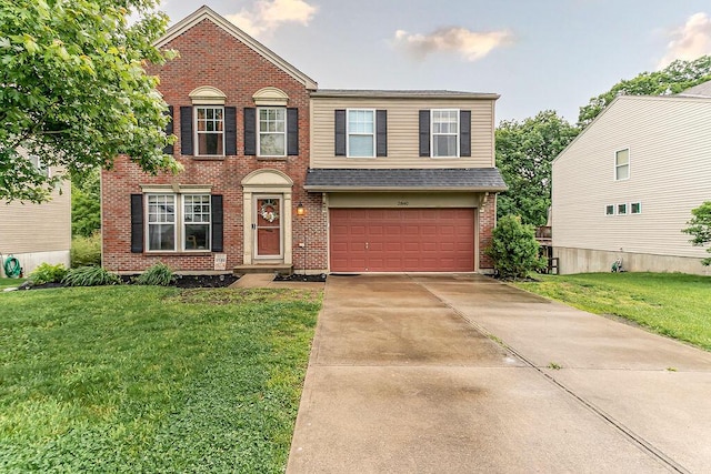2840 Sycamore Creek Dr, Independence, KY 41051 - view of front of house featuring a garage, brick siding, a front yard, and concrete driveway