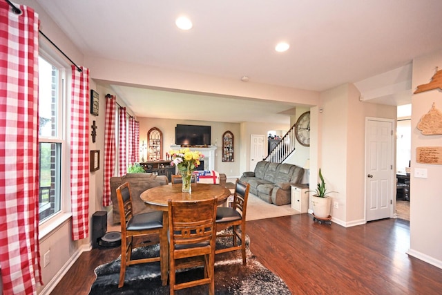 10113 Lapalco Ct, Union, KY 41091 - dining space with wood finished floors, stairs, recessed lighting, and baseboards