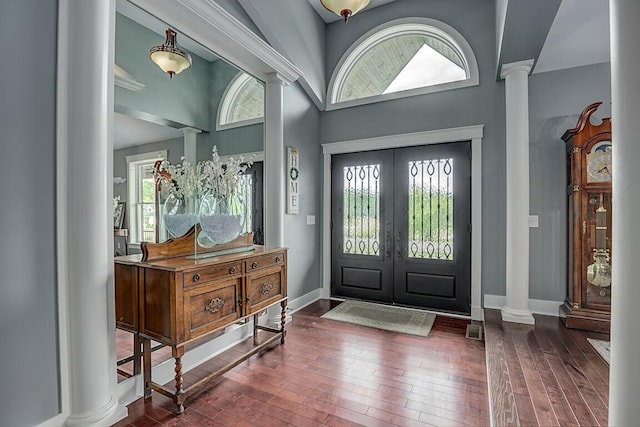 3270 Ballantree Way, Verona, KY 41092 - foyer featuring ornate columns, french doors, plenty of natural light, and a towering ceiling