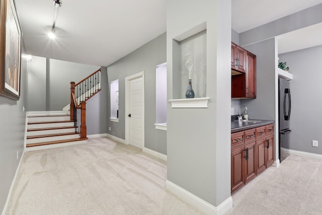 3270 Ballantree Way, Verona, KY 41092 - entrance foyer with light colored carpet, stairs, and baseboards