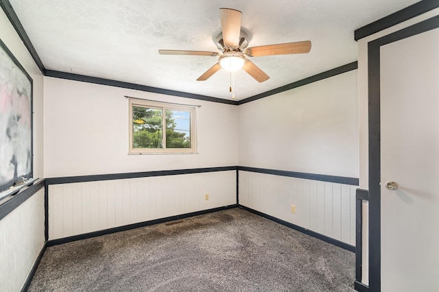 6753 Curtis Way, Florence, KY 41042 - carpeted spare room featuring wainscoting, ceiling fan, a textured ceiling, and baseboards