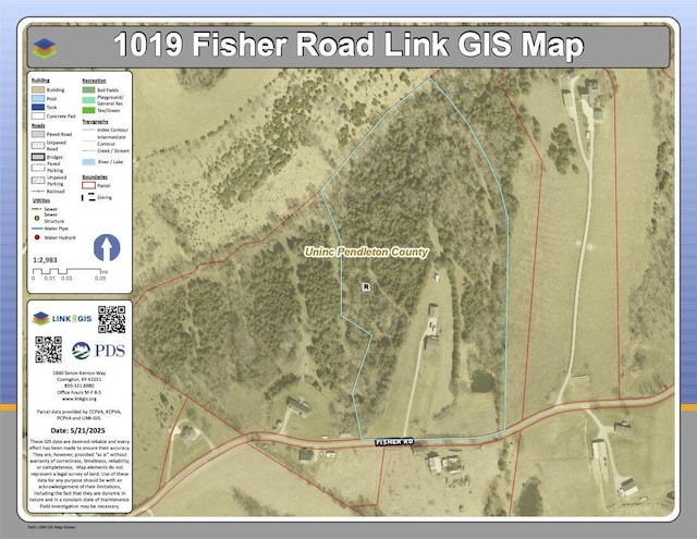 1019 Fisher Rd, Foster, KY 41043 - map of property location featuring property boundaries highlighted