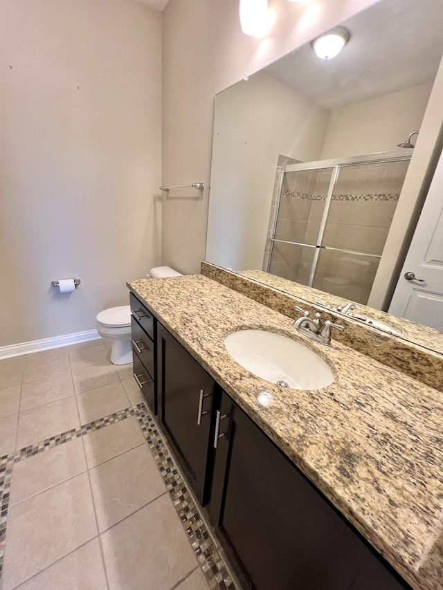 1859 Riverpointe Ct Unit 11, Dayton, KY 41074 - full bathroom featuring tile patterned flooring, toilet, a shower stall, vanity, and baseboards
