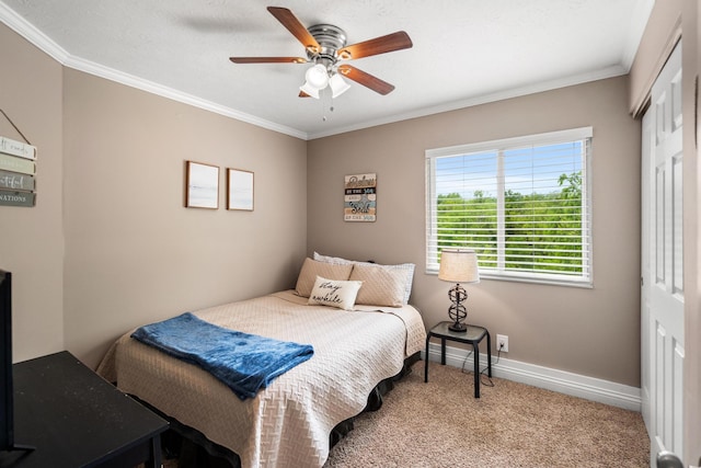 21 Laurel Ridge Dr, Alexandria, KY 41001 - carpeted bedroom featuring ornamental molding, a closet, baseboards, and a ceiling fan