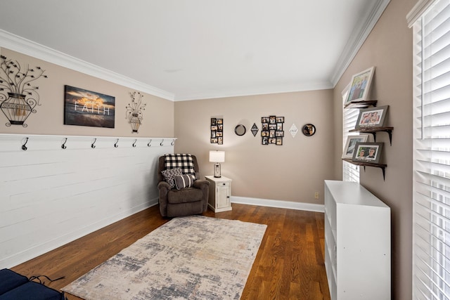 21 Laurel Ridge Dr, Alexandria, KY 41001 - sitting room with crown molding, baseboards, and dark wood-style flooring