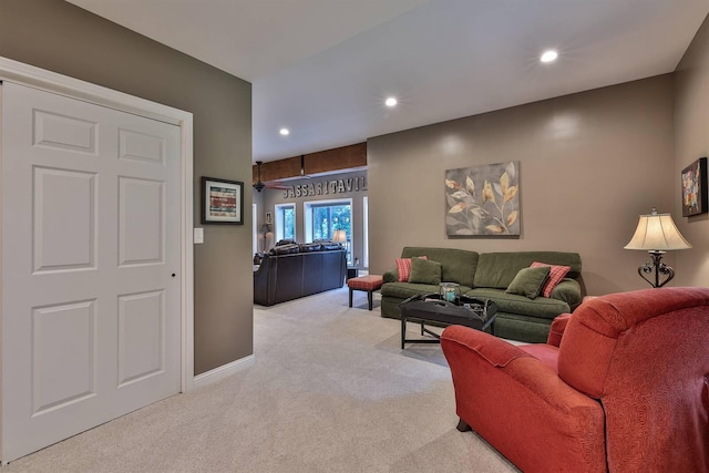 445 Elk Lake Resort Rd Unit 882, Owenton, KY 40359 - living area with light carpet, recessed lighting, and baseboards