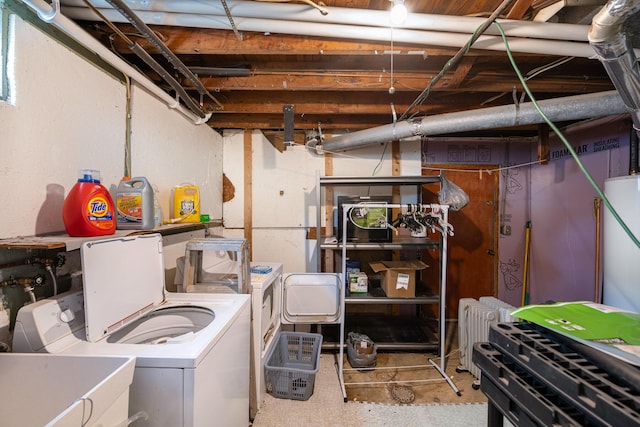 2418 Harris St, Crescent Springs, KY 41017 - unfinished basement featuring washing machine and clothes dryer