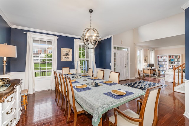 8394 Saint Louis Blvd, Union, KY 41091 - dining space with a chandelier, dark wood-style floors, wainscoting, and crown molding