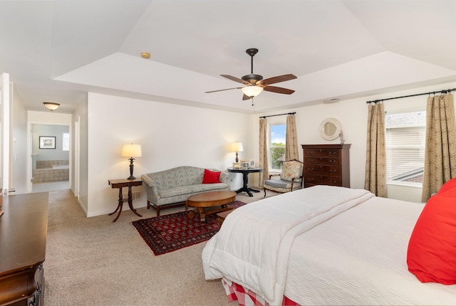 8394 Saint Louis Blvd, Union, KY 41091 - bedroom featuring carpet floors, a raised ceiling, a ceiling fan, and baseboards