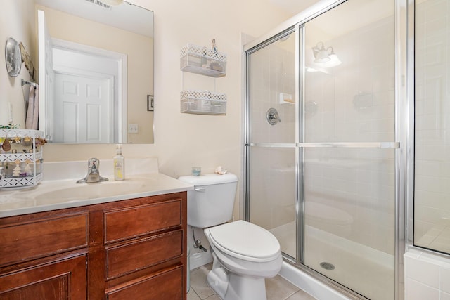 8394 Saint Louis Blvd, Union, KY 41091 - bathroom with toilet, vanity, a shower stall, and tile patterned flooring