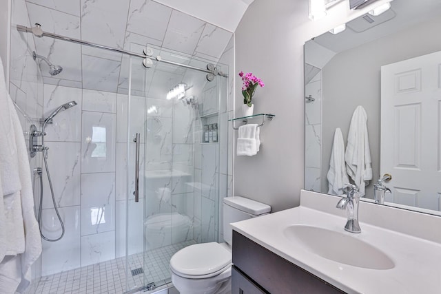 721 Dudley Rd, Edgewood, KY 41017 - bathroom featuring toilet, vanity, and a marble finish shower
