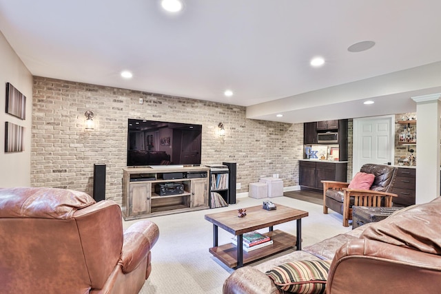 721 Dudley Rd, Edgewood, KY 41017 - living room with recessed lighting and brick wall