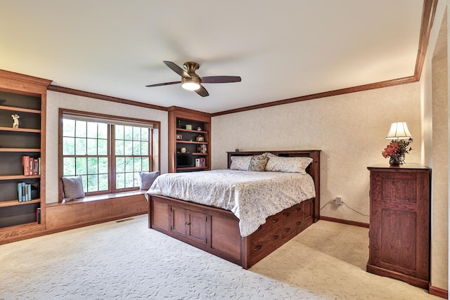 721 Dudley Rd, Edgewood, KY 41017 - bedroom with carpet, crown molding, baseboards, and a ceiling fan