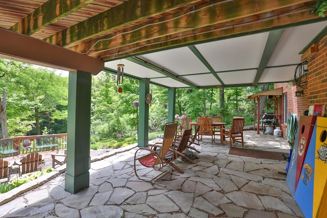 721 Dudley Rd, Edgewood, KY 41017 - view of patio with outdoor dining area and view of wooded area