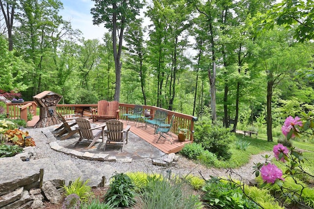 721 Dudley Rd, Edgewood, KY 41017 - view of patio / terrace with a wooden deck and an outdoor fire pit