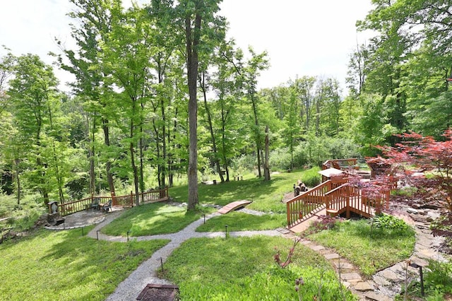 721 Dudley Rd, Edgewood, KY 41017 - view of yard with a wooden deck and stairway