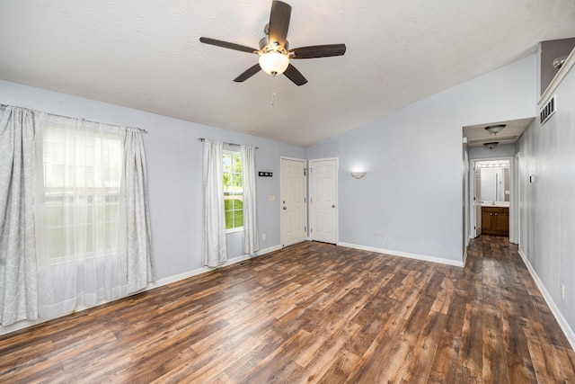 92 High St, Walton, KY 41094 - empty room featuring lofted ceiling, wood finished floors, a ceiling fan, baseboards, and a textured ceiling