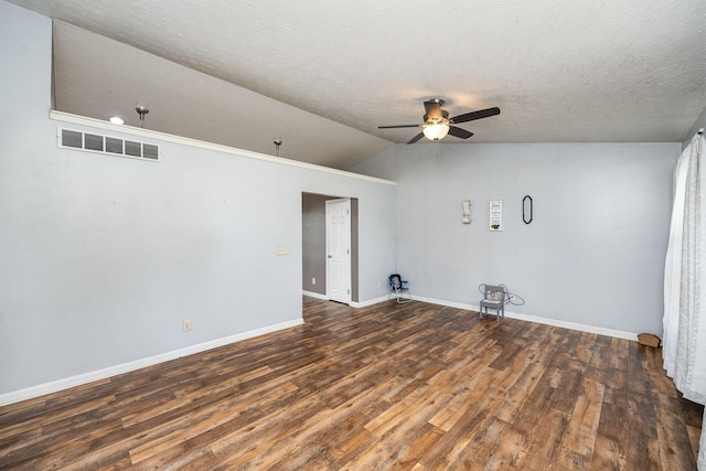 92 High St, Walton, KY 41094 - spare room featuring a ceiling fan, wood finished floors, baseboards, vaulted ceiling, and a textured ceiling
