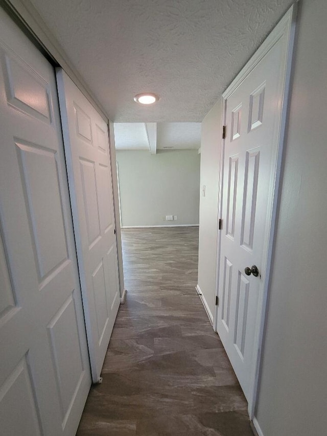 122 Whitney Ct, Crestview Hills, KY 41017 - hall featuring a textured ceiling, dark wood-type flooring, and recessed lighting