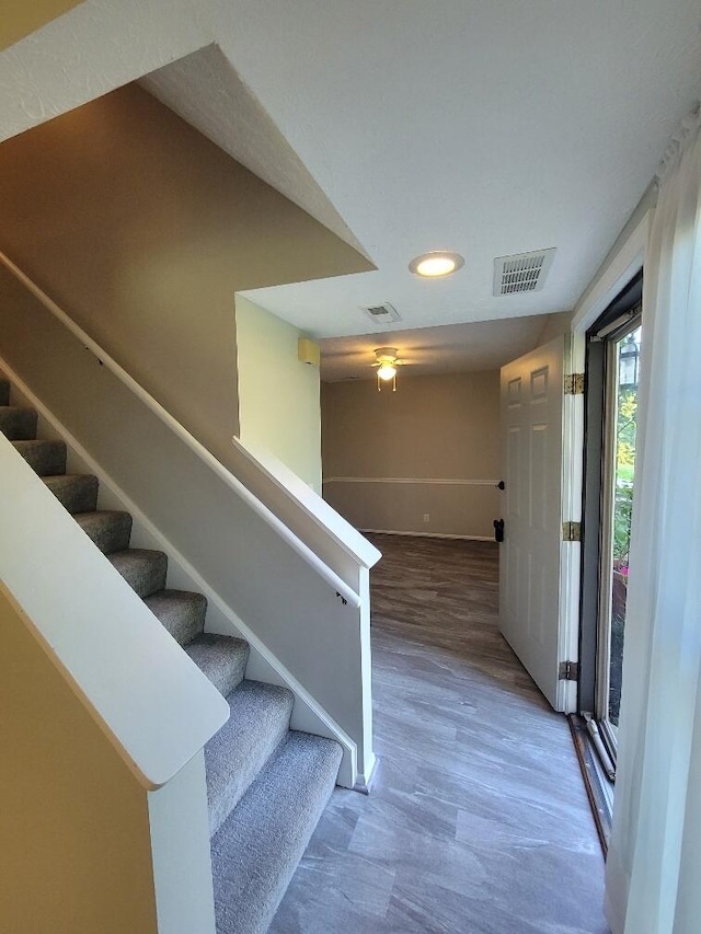 122 Whitney Ct, Crestview Hills, KY 41017 - entrance foyer with stairway, wood finished floors, and recessed lighting