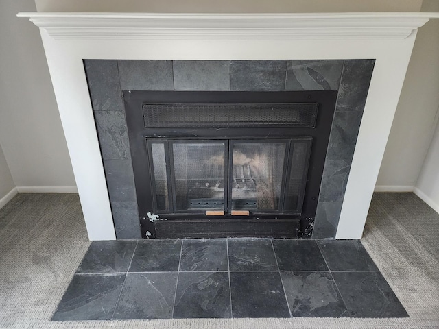 152 Steelway Farm Ct, Crestview Hills, KY 41017 - detailed view of carpet flooring and a tiled fireplace