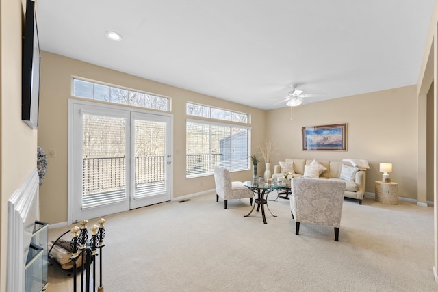 1622 Castle Hill Ln, Fort Wright, KY 41011 - living area with carpet floors, ceiling fan, baseboards, and recessed lighting