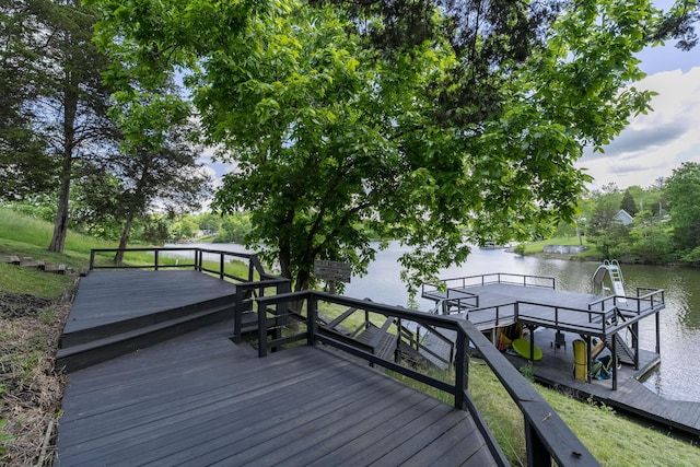 310 Greene Rd, Williamstown, KY 41097 - wooden deck featuring a water view and a boat dock
