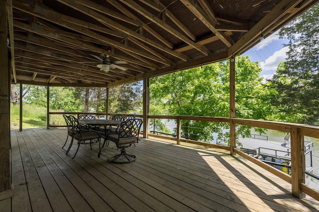 310 Greene Rd, Williamstown, KY 41097 - wooden terrace featuring outdoor dining area and ceiling fan