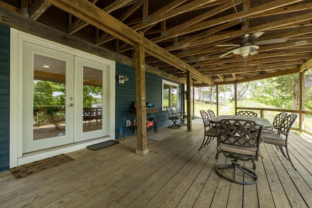 310 Greene Rd, Williamstown, KY 41097 - wooden deck featuring french doors and outdoor dining area