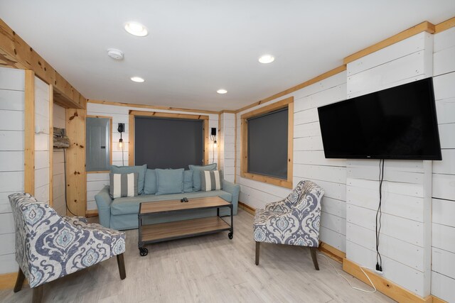 310 Greene Rd, Williamstown, KY 41097 - living area featuring light wood-type flooring, recessed lighting, and wood walls