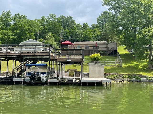 510 Jacob Dr, Williamstown, KY 41097 - dock area featuring a lawn and a deck with water view