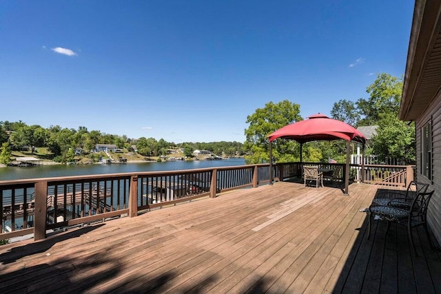 510 Jacob Dr, Williamstown, KY 41097 - wooden deck with a gazebo and a water view