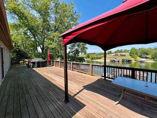 510 Jacob Dr, Williamstown, KY 41097 - wooden terrace featuring a water view and grilling area