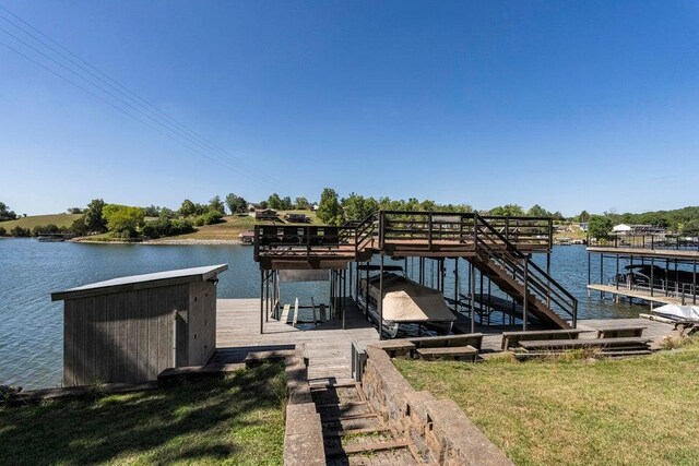 510 Jacob Dr, Williamstown, KY 41097 - dock area featuring a water view and a lawn