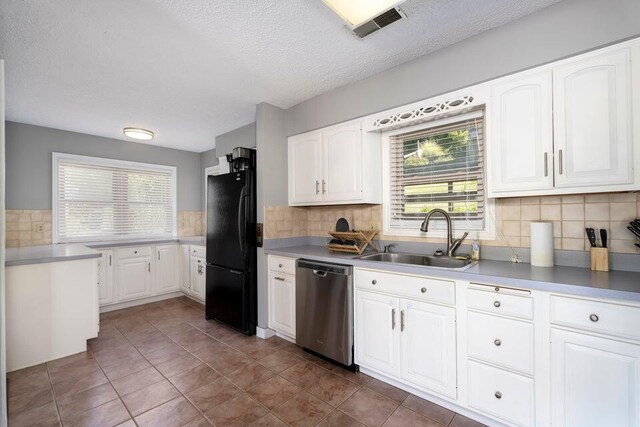 510 Jacob Dr, Williamstown, KY 41097 - kitchen featuring dishwasher, freestanding refrigerator, a sink, decorative backsplash, and healthy amount of natural light