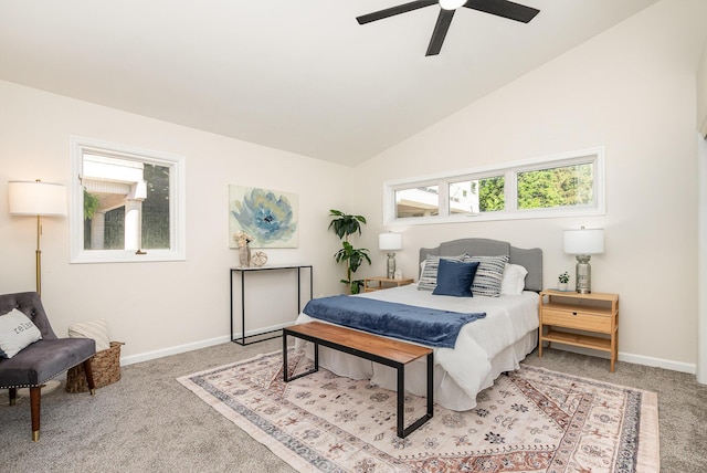 902 Vernon Pl, Covington, KY 41016 - bedroom featuring light colored carpet, baseboards, ceiling fan, and vaulted ceiling