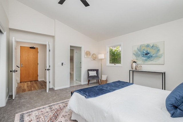 902 Vernon Pl, Covington, KY 41016 - carpeted bedroom featuring lofted ceiling, baseboards, and ceiling fan