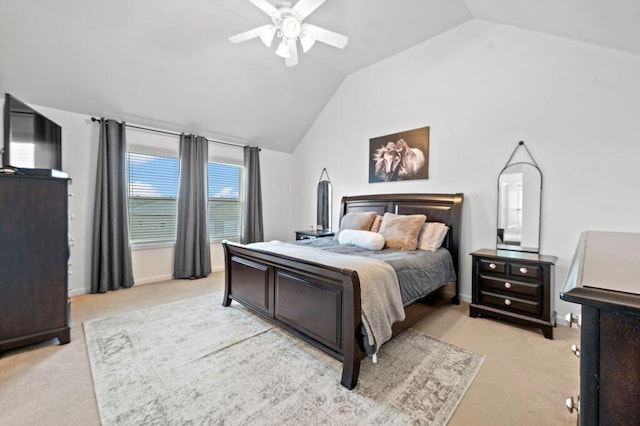 4800 Brewer Ln, Petersburg, KY 41080 - bedroom with light carpet, vaulted ceiling, and ceiling fan