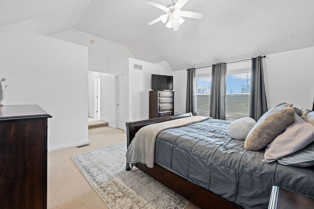 4800 Brewer Ln, Petersburg, KY 41080 - carpeted bedroom with vaulted ceiling, a ceiling fan, and baseboards