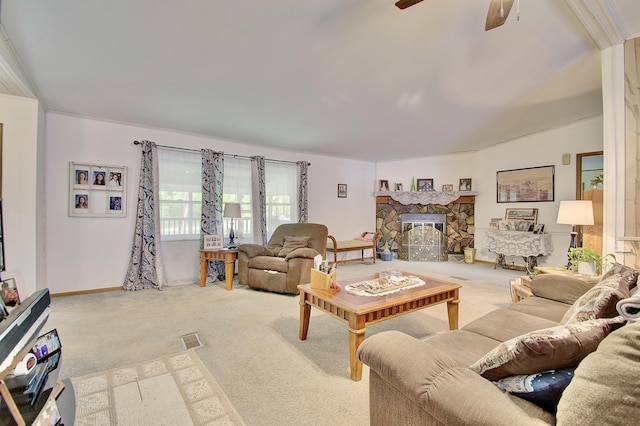 12085 Dickerson Rd, Walton, KY 41094 - carpeted living room featuring a ceiling fan and baseboards