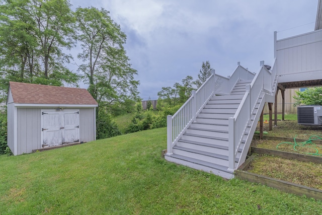 2780 Berwood Ln, Hebron, KY 41048 - view of green lawn with stairs and a storage shed