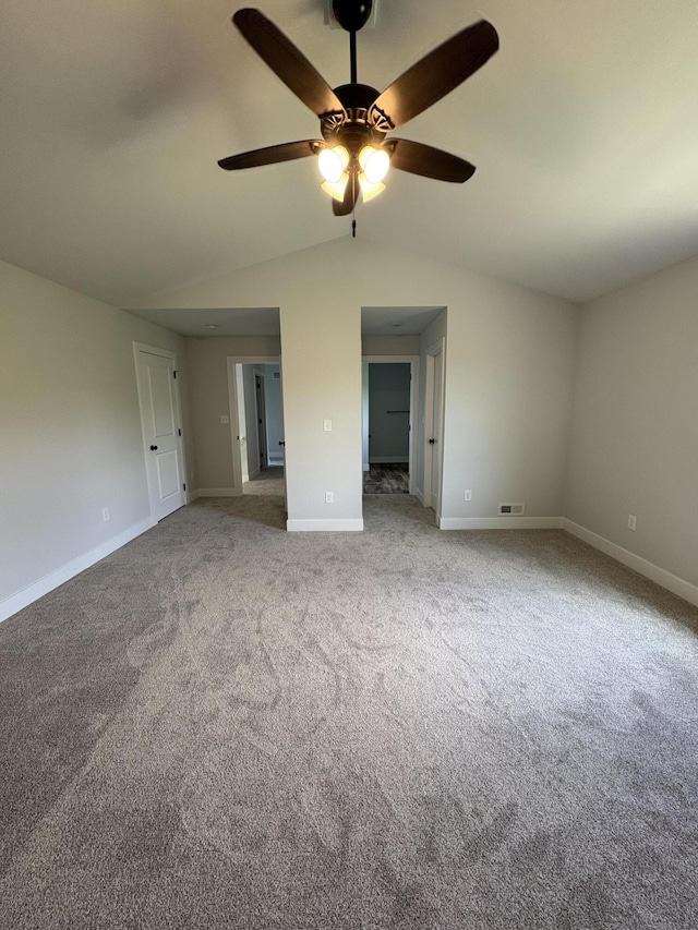 160 Saddlebrook Ln, Dry Ridge, KY 41035 - unfurnished bedroom with carpet, baseboards, lofted ceiling, and ceiling fan