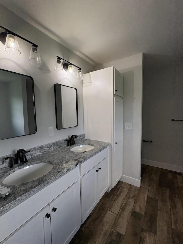 160 Saddlebrook Ln, Dry Ridge, KY 41035 - bathroom featuring wood finished floors and double vanity