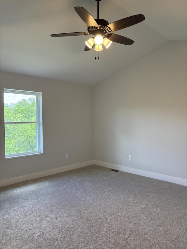 160 Saddlebrook Ln, Dry Ridge, KY 41035 - carpeted empty room with baseboards, vaulted ceiling, and a ceiling fan